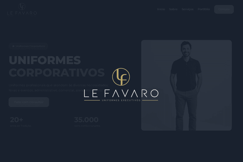 Captura de tela do site Lefavaro Uniformes, landing page otimizada para conversão